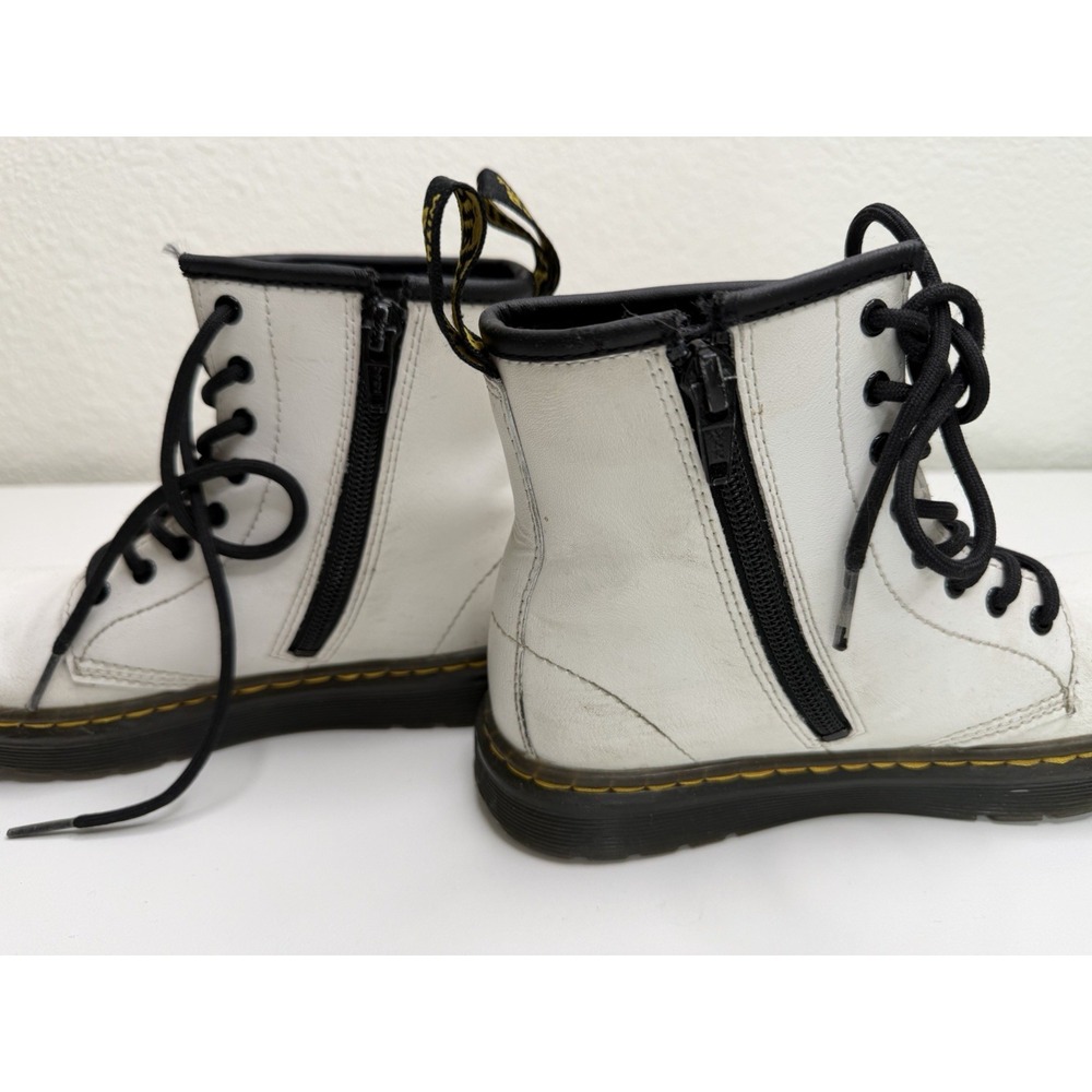 Dr. Martens Kids 1460 J White Leather Combat Side Zip Boots Size US 2 - Picture 4 of 9